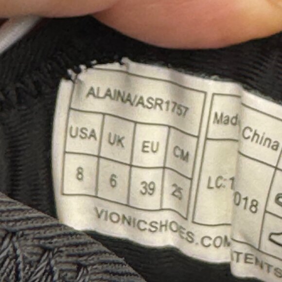 Vionic Alaina Active Supportive Sneakers Black/White Women's Size 8 - Picture 10 of 11